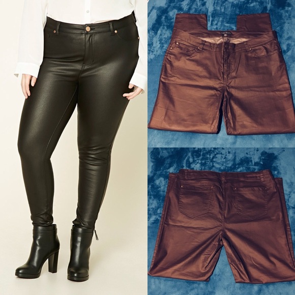 Forever 21 Pants - Forever 21 Plus Dark Brown Faux Leather Pants